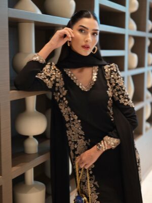 Midnight Bloom Embroidered Ensemble