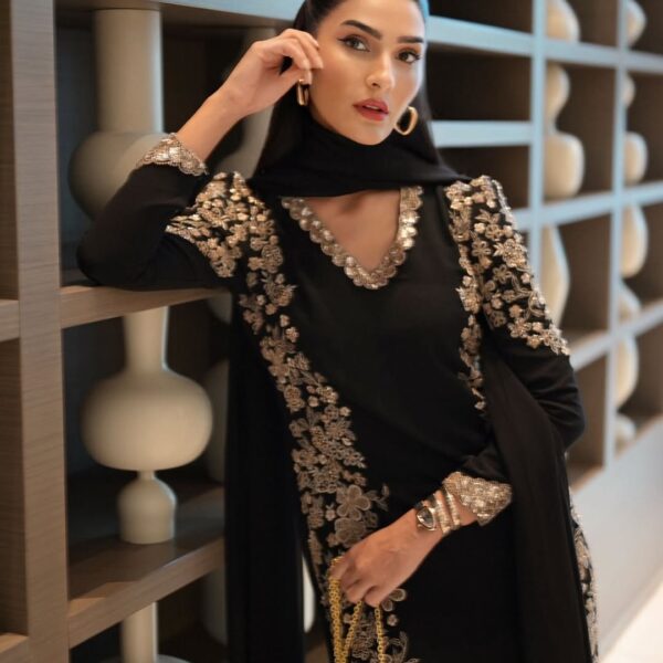 Midnight Bloom Embroidered Ensemble