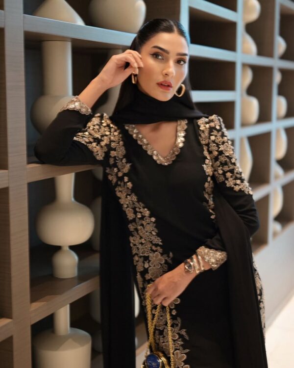 Midnight Bloom Embroidered Ensemble