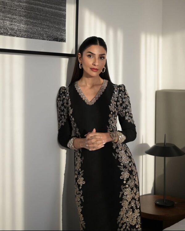 Midnight Bloom Embroidered Ensemble