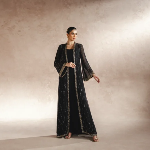 Noir Elegance Long Jacket Set