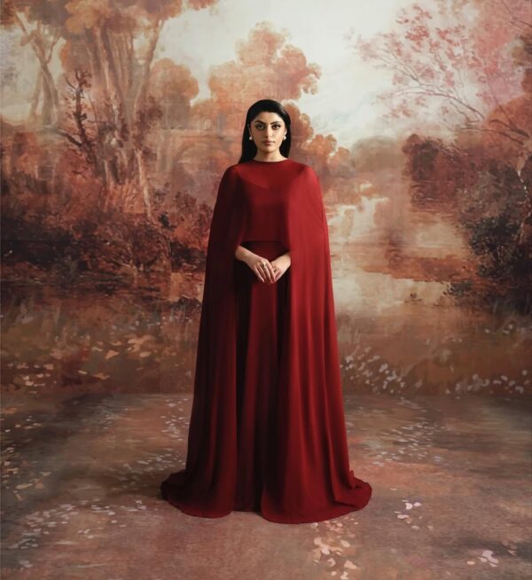 Crimson Majesty Cape Gown