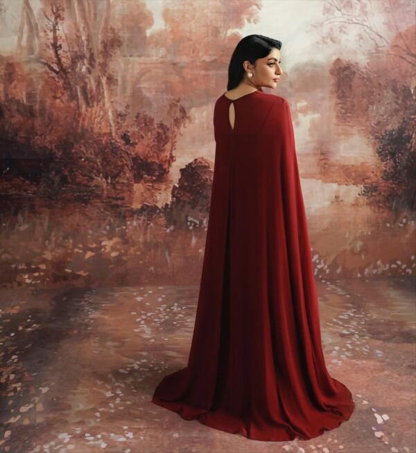 Crimson Majesty Cape Gown