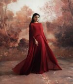 Crimson Majesty Cape Gown