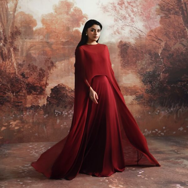 Crimson Majesty Cape Gown